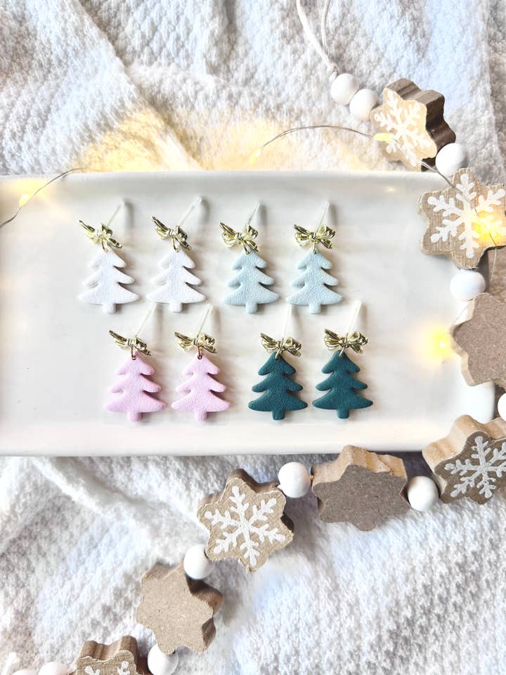 Dainty Christmas Tree Earrings, Christmas Earrings for wholesale by SeizeTheClayJewelry