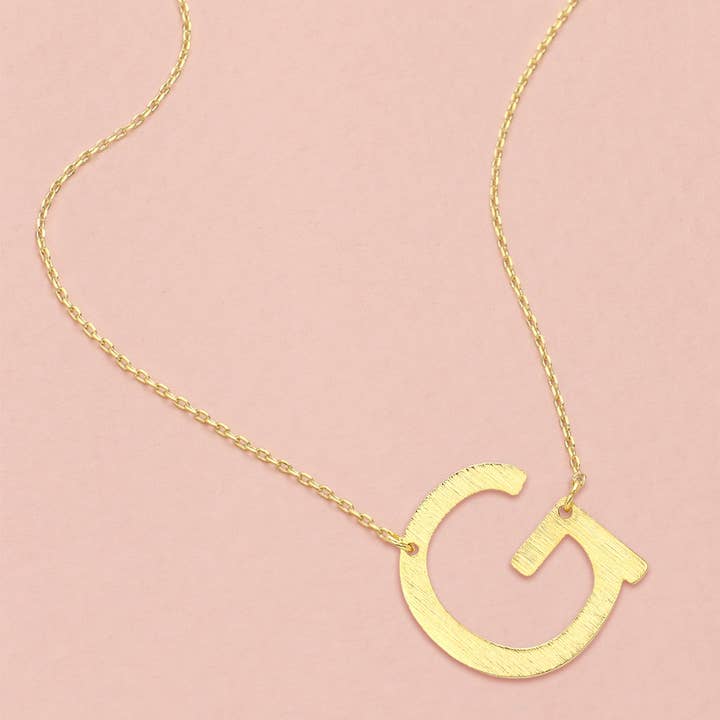 Gold Dipped Initial Monogram Pendant Necklace for wholesale by Sensibling Corp.