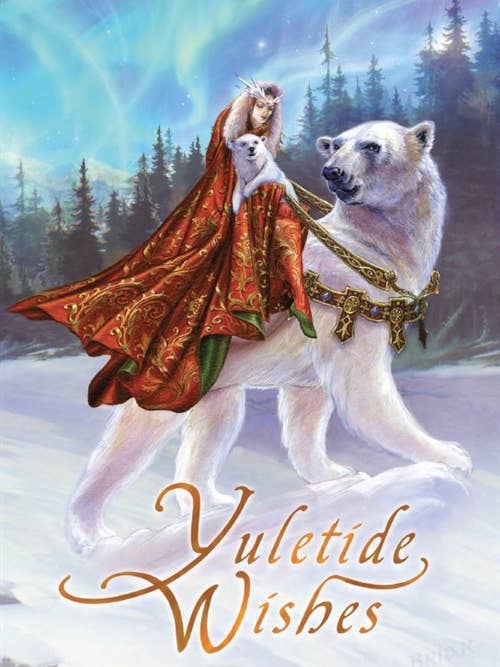 Queen of The Aurora Bears Yuletide Wishes Cards - 6 Pack BY24 for wholesale by Starlinks Gifts