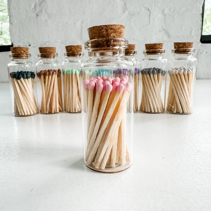 Moonlight Makers - Wholesale Matches - Fancy Safety Matches Glass Vial - 8 Colors - 40 matches MV404