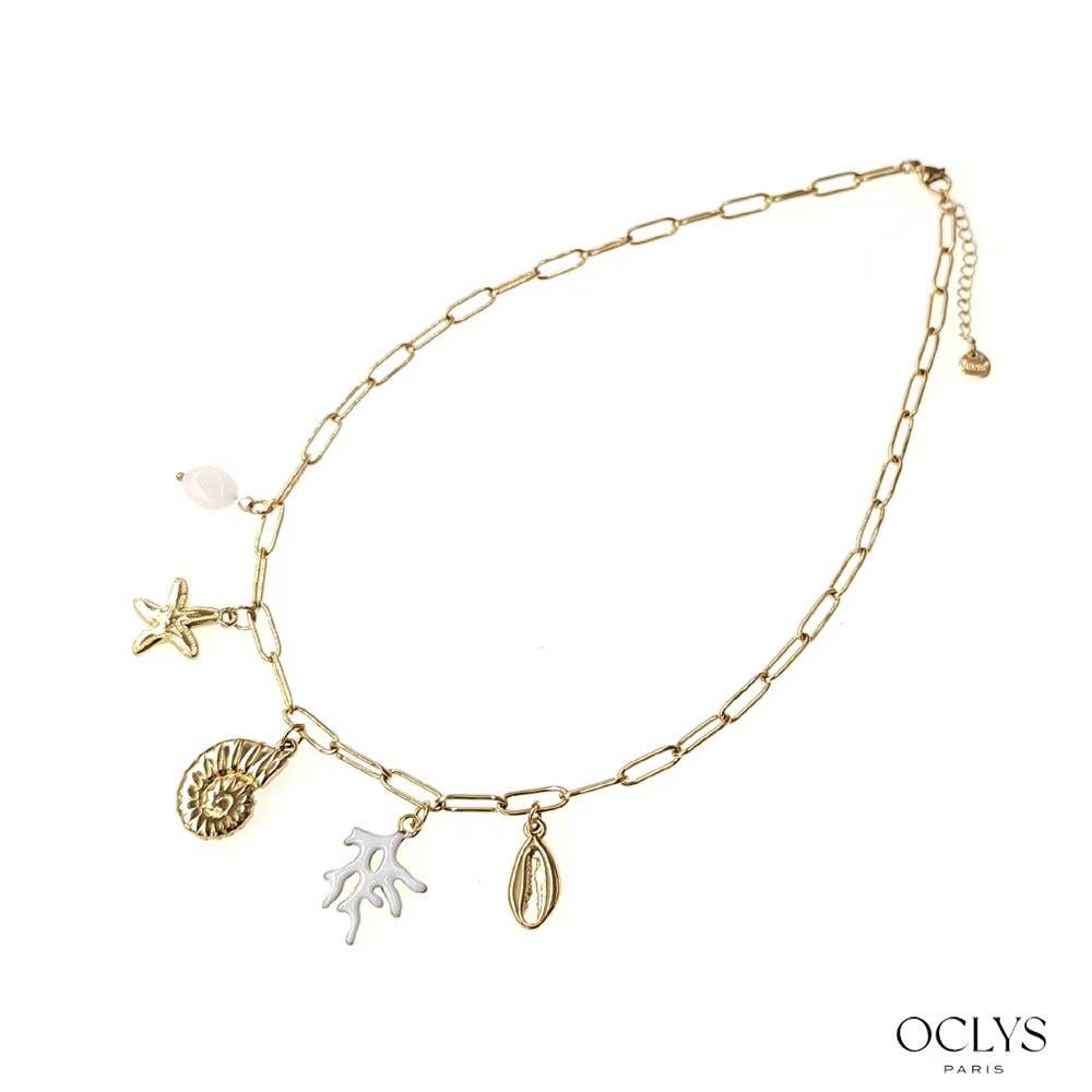 Oclys - Wholesale Halskettinghanger - Ketting met bedeltjes maritiem thema verguld roestvrij staal8