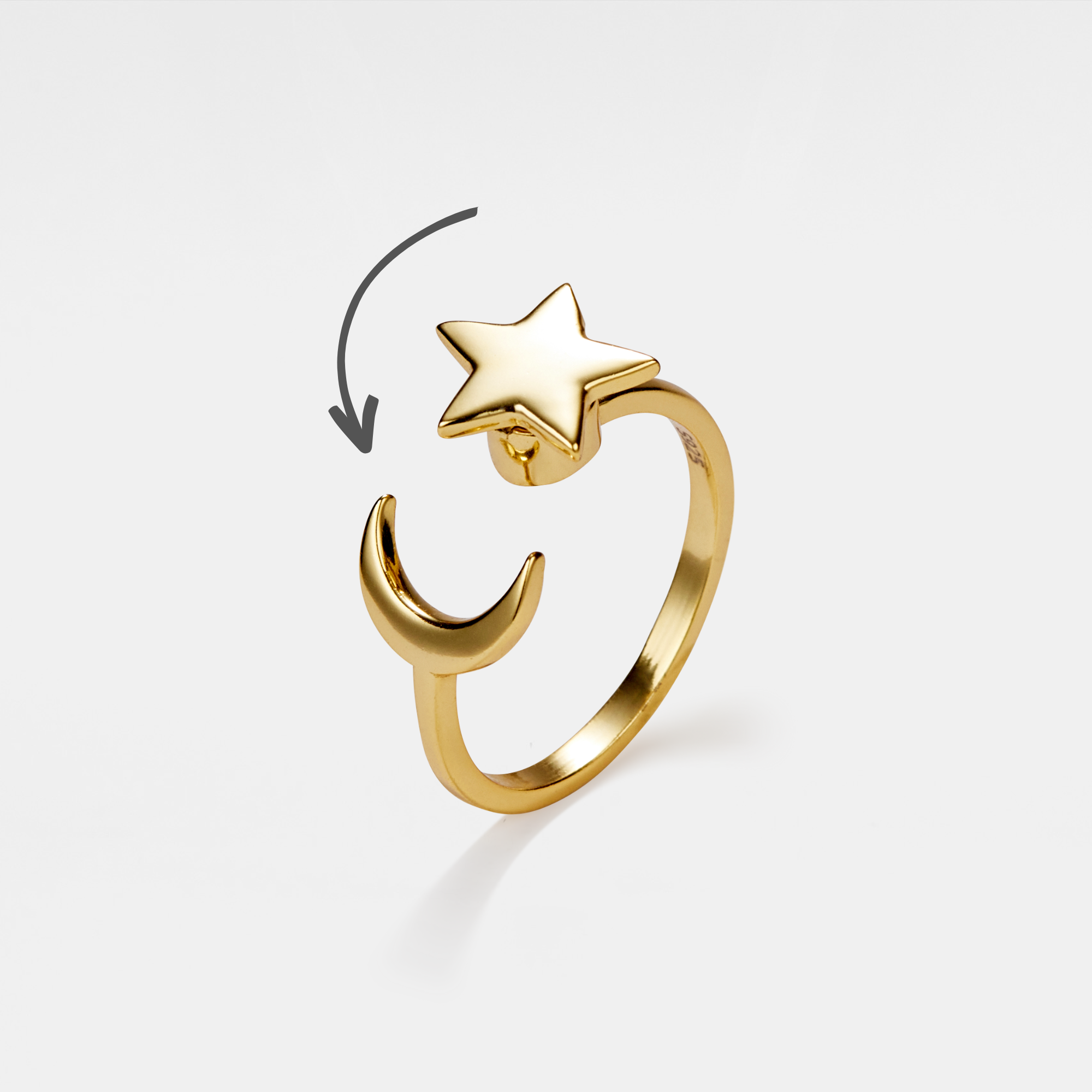 Perimade & Co. LLC – wholesale Band/Stackad Ring – Moon Star ångest fidget spinnarring i 925 Sterling Silver6