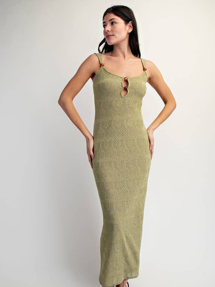 Hæklet Strik Perle Detalje Maxi Kjole for engroshandel hos Edit by Nine