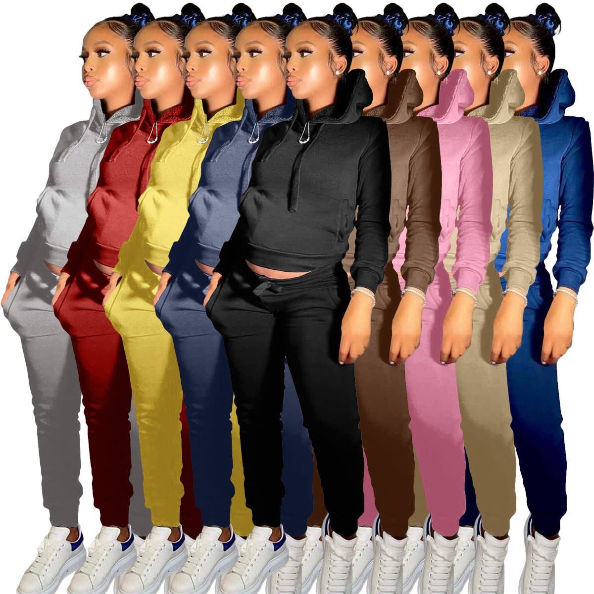 MB Fashion Wholesale - Vente Ensemble de vêtements d'intérieur – femme - Ensemble de jogging confortable et décontracté MB FASHION avec sweat à capuche 274R7