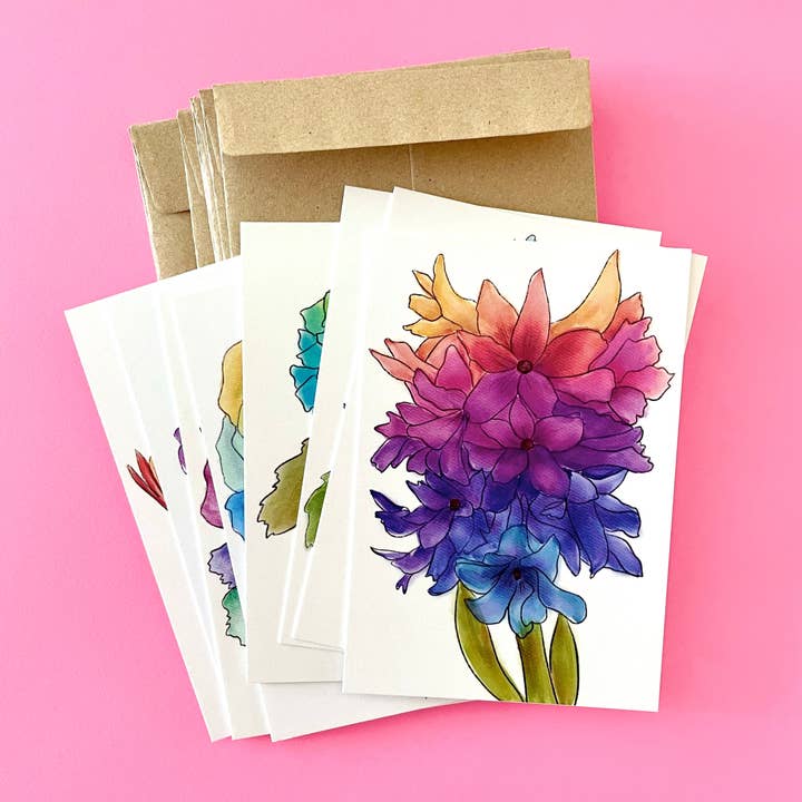 Unruly Wit - Wholesale Stationery/Notecard Set - Rainbow Flower Mini Cards3