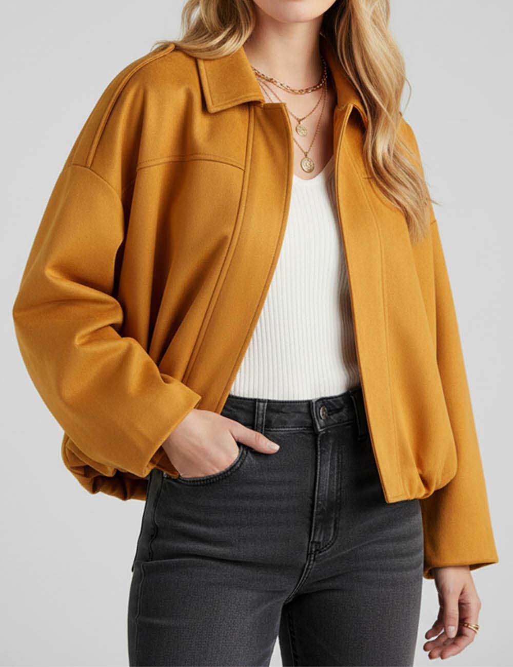 Sweetkama - Wholesale Bomber Jacket - Women's - Ladies Faux Suede Bomber Jacket Shirt Collar Zip-Up Coat19