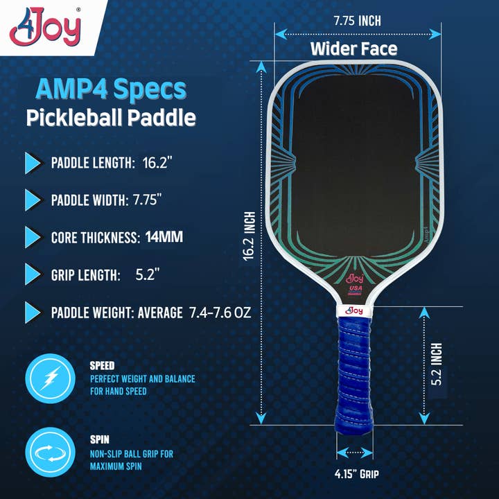 4JoyPaddles - Wholesale Sporting Accessories - AMP4 Pickleball Paddle - Retro1