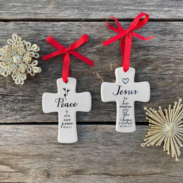 Dicksons - Wholesale Ornament - 🎄LCP White Cross Ceramic - Jesus1