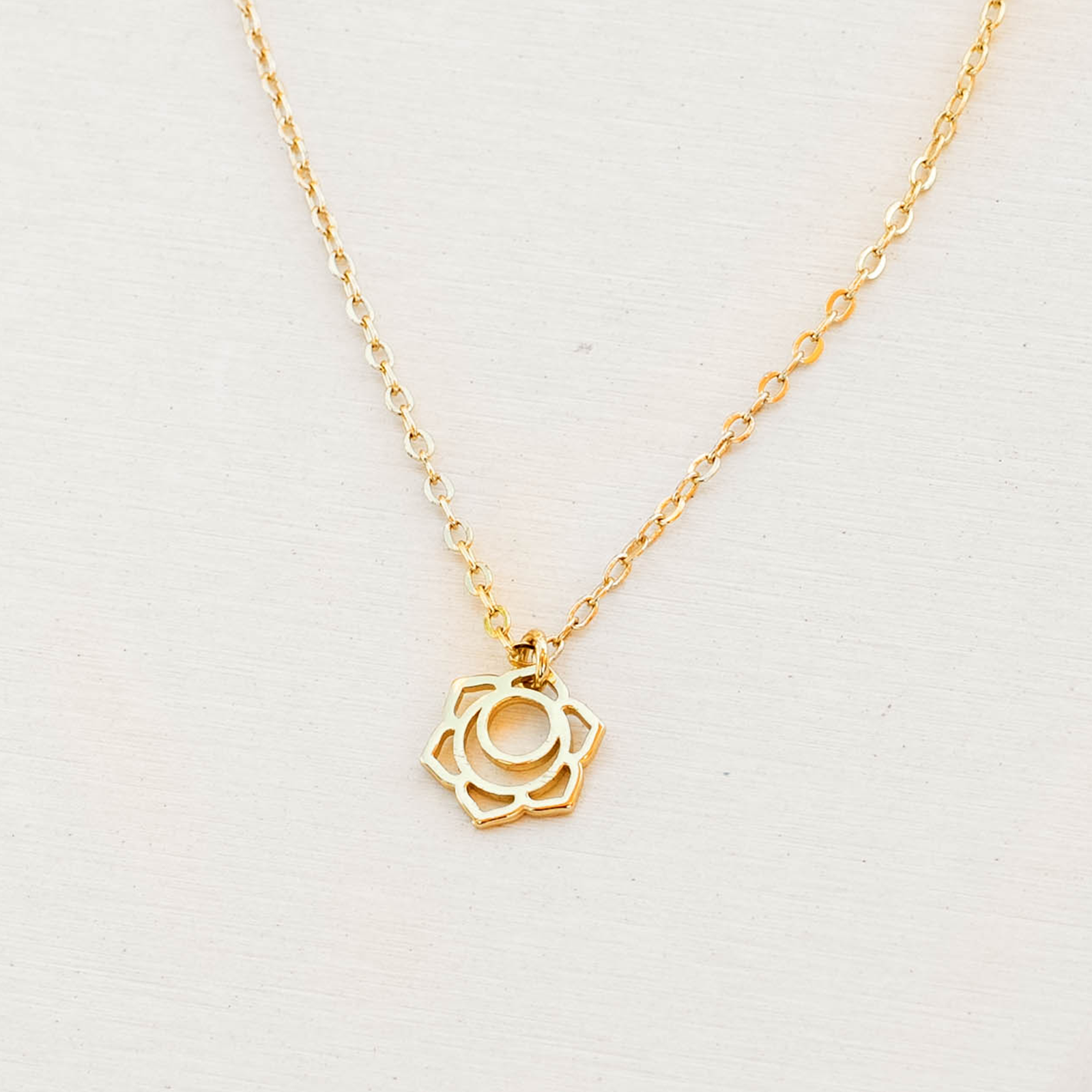 Lotus and Luna - Wholesale Pendant/Charm Necklace - Gold Sacral Chakra Necklace0