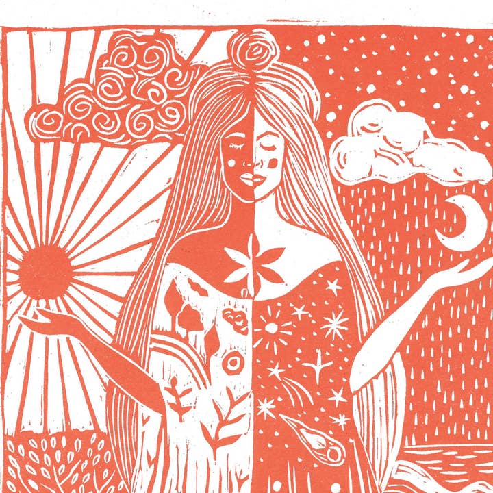 Prints by the Bay - Wholesale Art Print - Harmonious riso print, hippy art, mother earth, boho, gaia