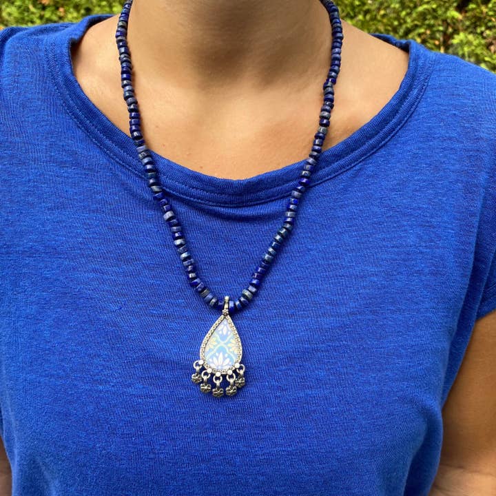 Jen Stock Mindful Designs - Wholesale Pendant/Charm Necklace - Block Print Beaded Necklaces31