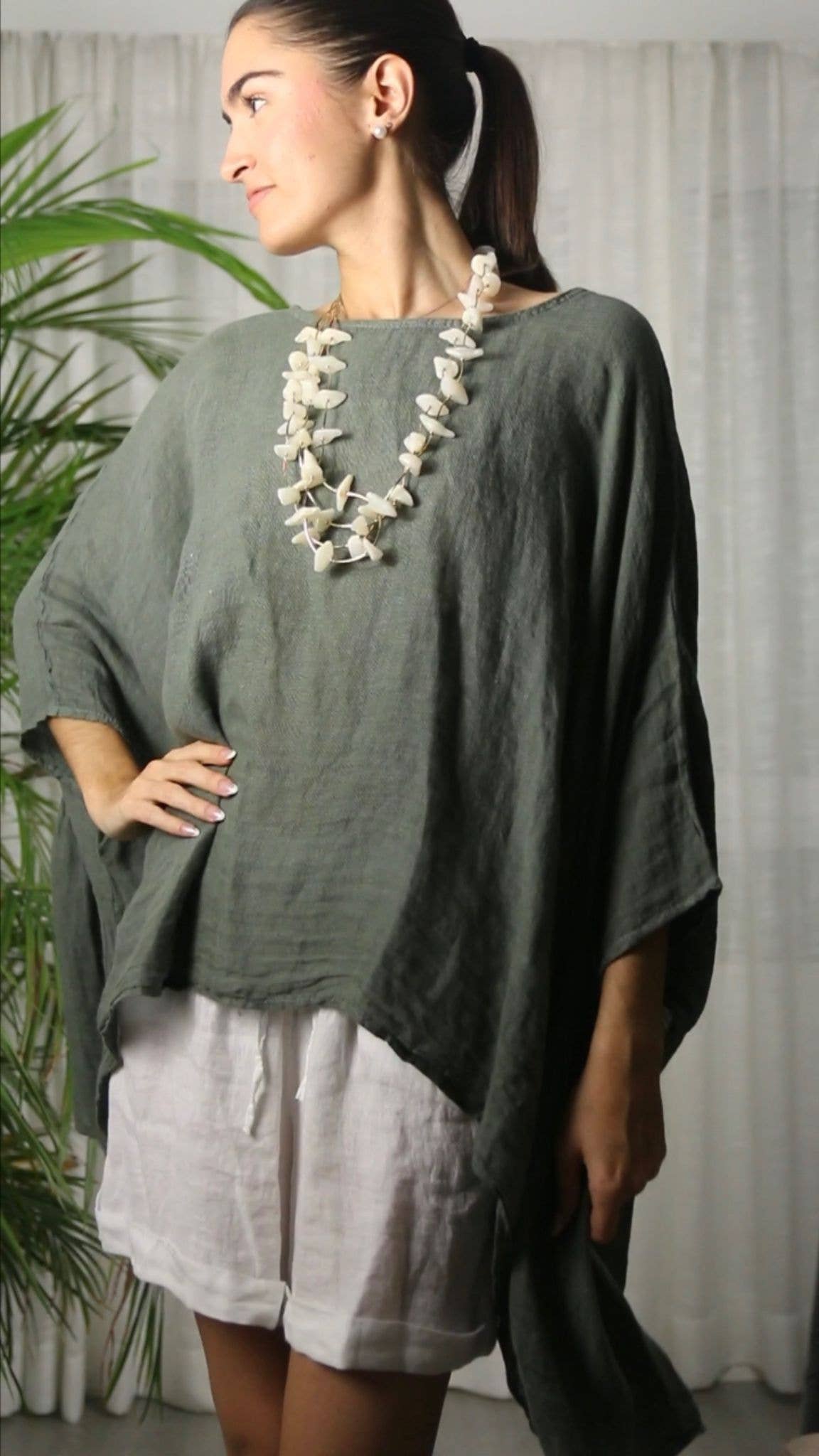 Linen & More - Wholesale Blouse - Women's - REF 11138 PONCHO-STYLE BLOUSE 100% LINEN12