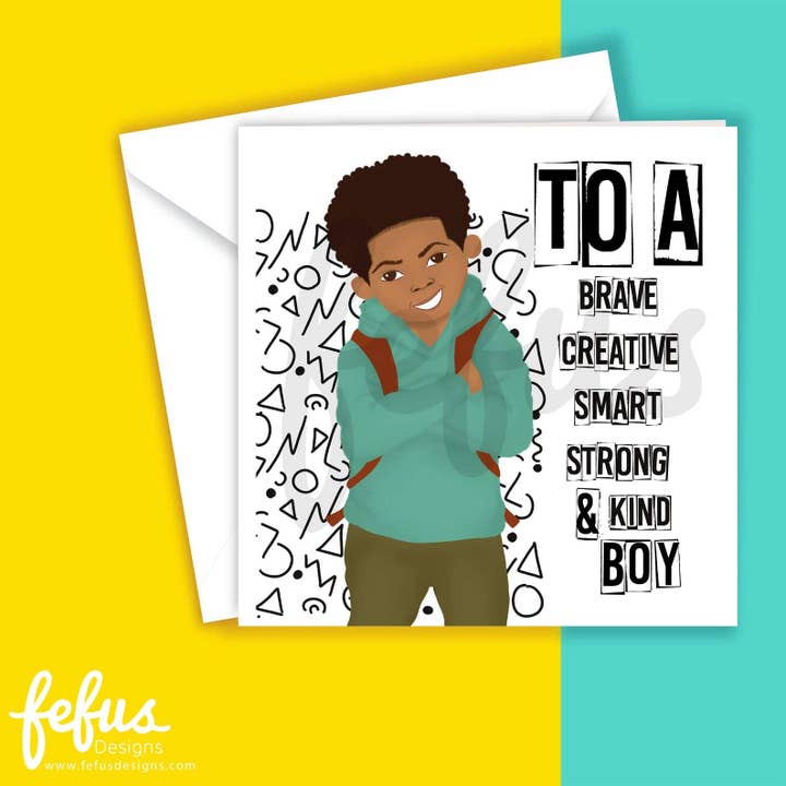 NILES - TILL EN... POJKE - Svart Barns Hälsningskort för wholesale av Fefus Designs