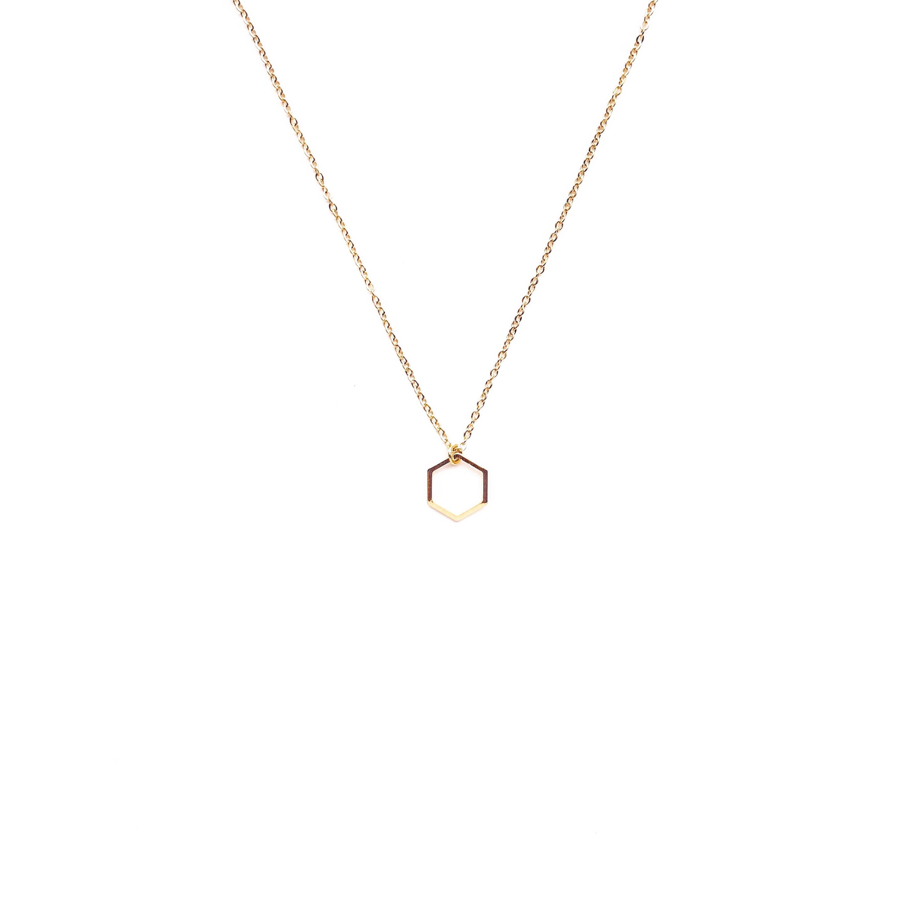 Spoon & Theory Handmade - Wholesale Pendant/Charm Necklace - Luxe Gold Necklace Tiny Hexagon | Valentine's Day Gifts  3