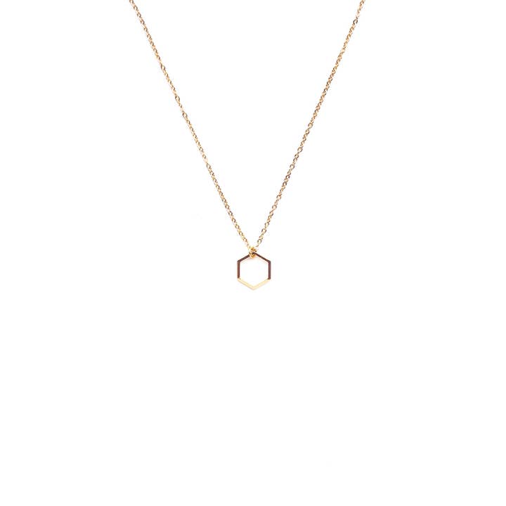 Spoon & Theory Handmade - Wholesale Pendant/Charm Necklace - Luxe Gold Necklace Tiny Hexagon | Valentine's Day Gifts 3
