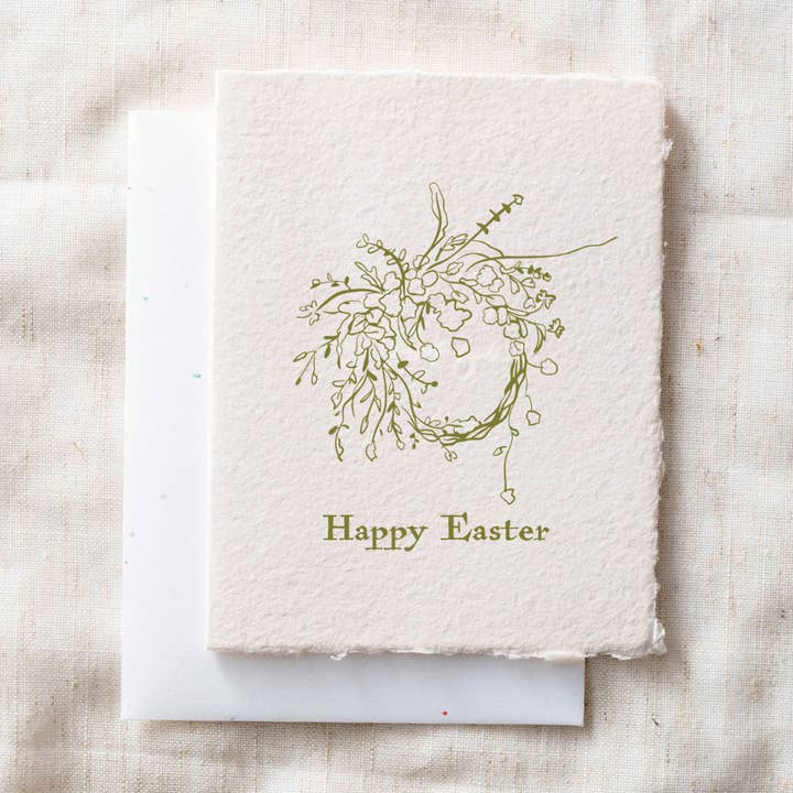 Glad Påsk Krans | Botanisk Krans Påskhälsningskort för wholesale av Paper Baristas