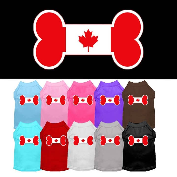 Pet Shirt "Bone Shaped Canadian Flag" for wholesale by As You Wish Apparel