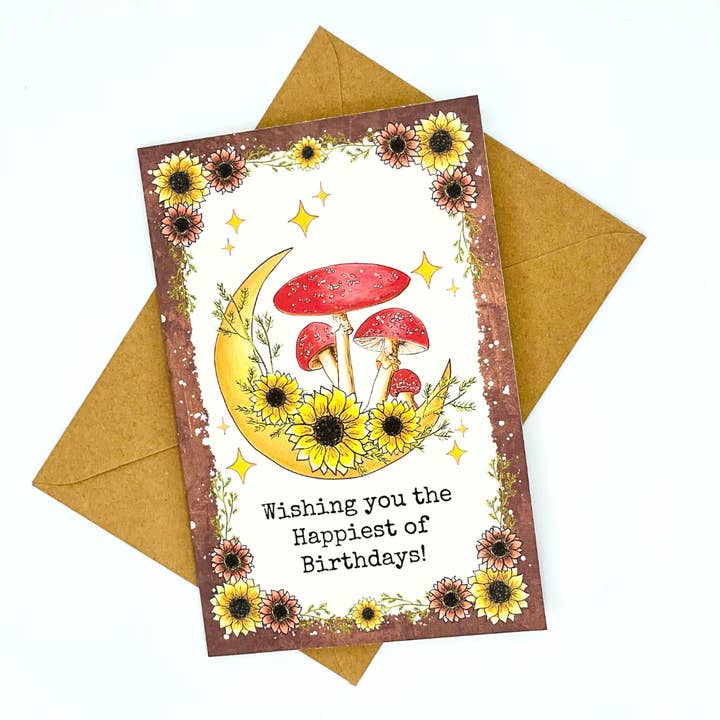 NOMAD Moon Magic - Wholesale Birthday Card - 4x6 Mushroom Birthday Greeting Card, Witchy Cottagecore
