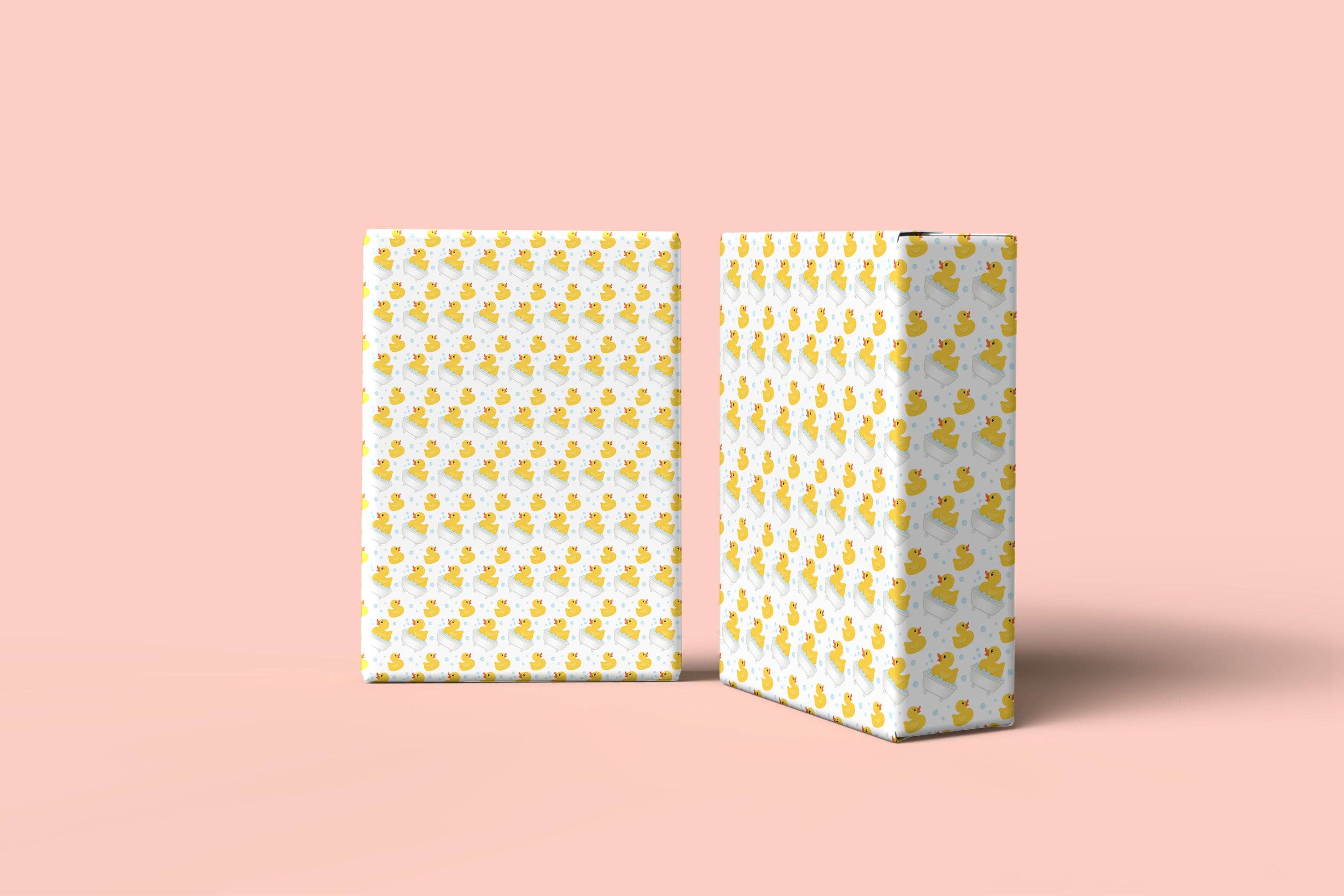 House of Binky - Vente Feuille de papier cadeau - Papier cadeau imprimé sur mesure motif canards en caoutchouc pour le bain2