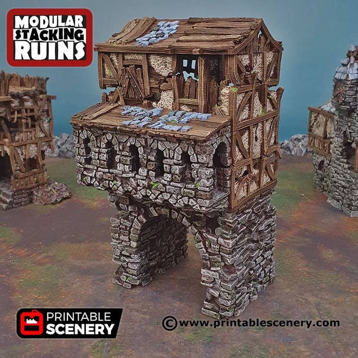 Porte d'entrée de la maison de garde en ruine - Ruines de Shadowfey, DnD, Pathfinder 15mm, 28mm, 32mm, décor de wargame, terrain de table, bâtiment pour la vente par The Beaver and Broadsword