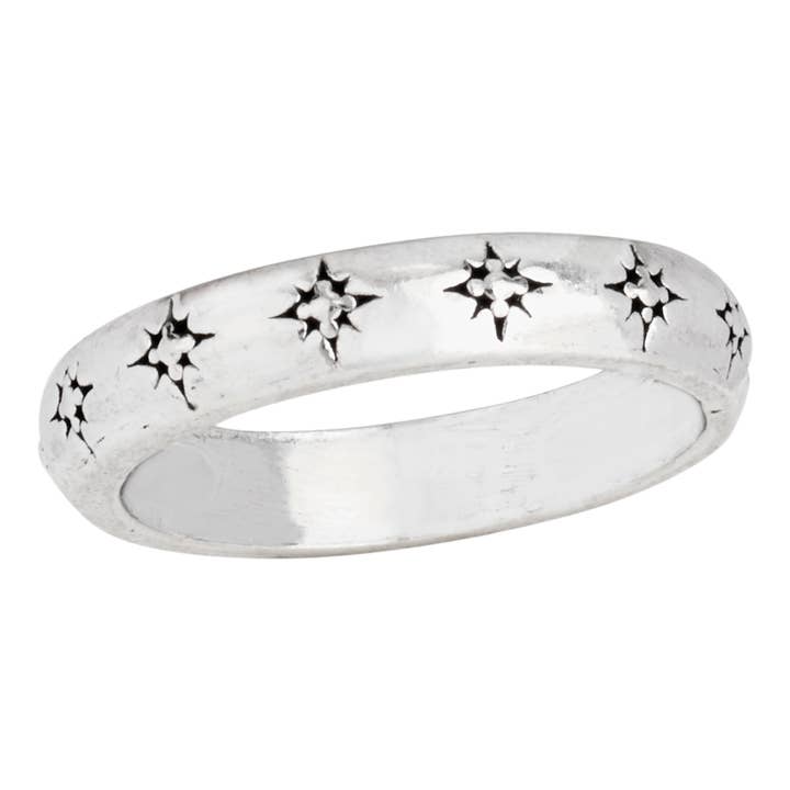 Tiger Mountain Jewelry - Wholesale Band/Stacked Ring - Many Shiny Stars Sterling Silver Band Ring
