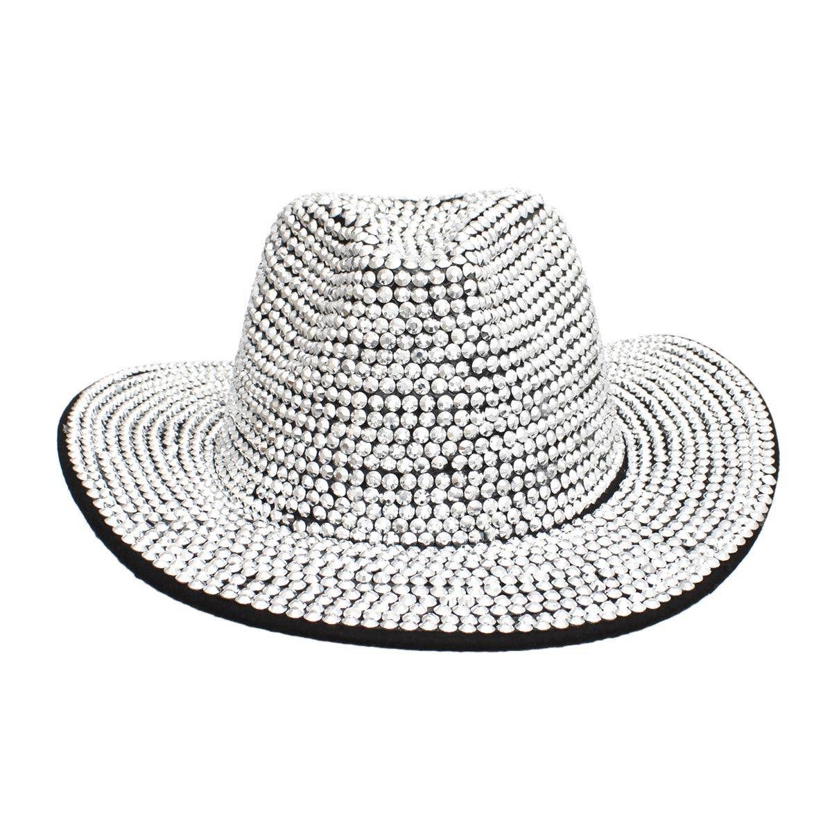 Fedora Black with Silver Rhinestone Bling Hat for wholesale on Faire1