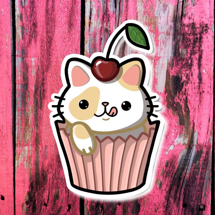 Pegatina Cat Cupcake para venta al por mayor de Mega Kawaii Cuties