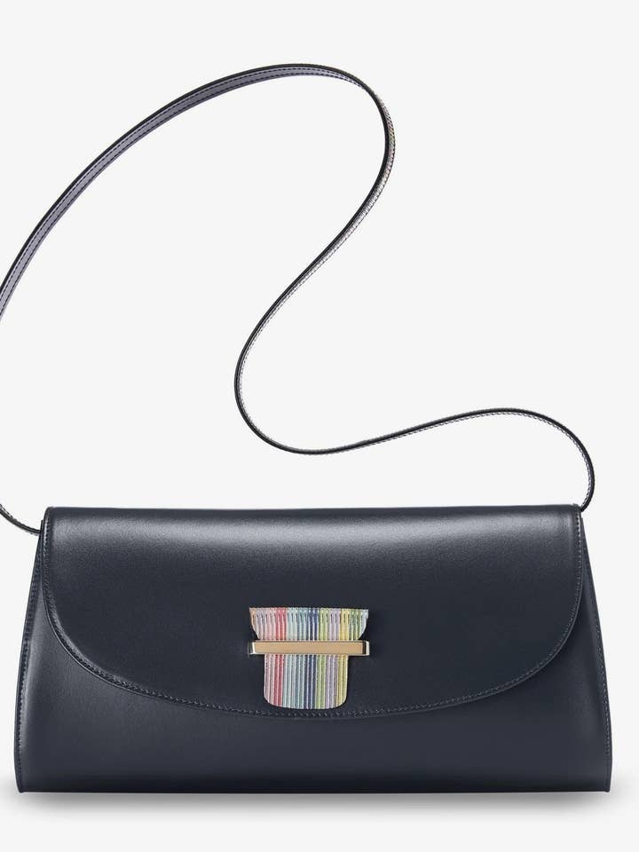 ESME LEATHER CLUTCH - NAVY BLUE for wholesale by NOTTEVERA