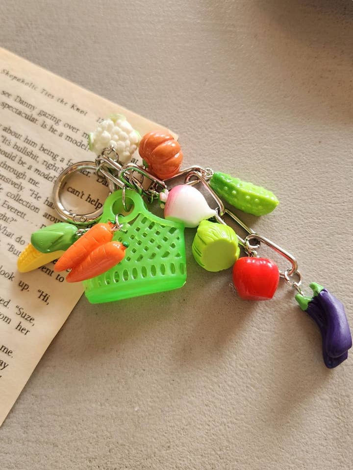 Yuzu Keychain | Multi Veggie Charms with Grocery Basket π₯π for wholesale by MOND HAUS