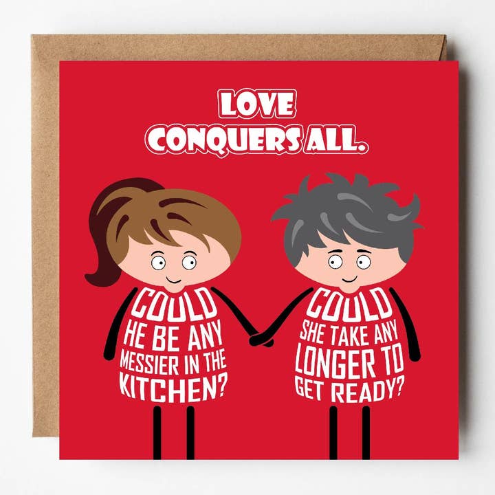 L'amour triomphe de tout | Carte d'amour mignonne | Saint-Valentin | Anniversaire pour la vente par VERSED AID