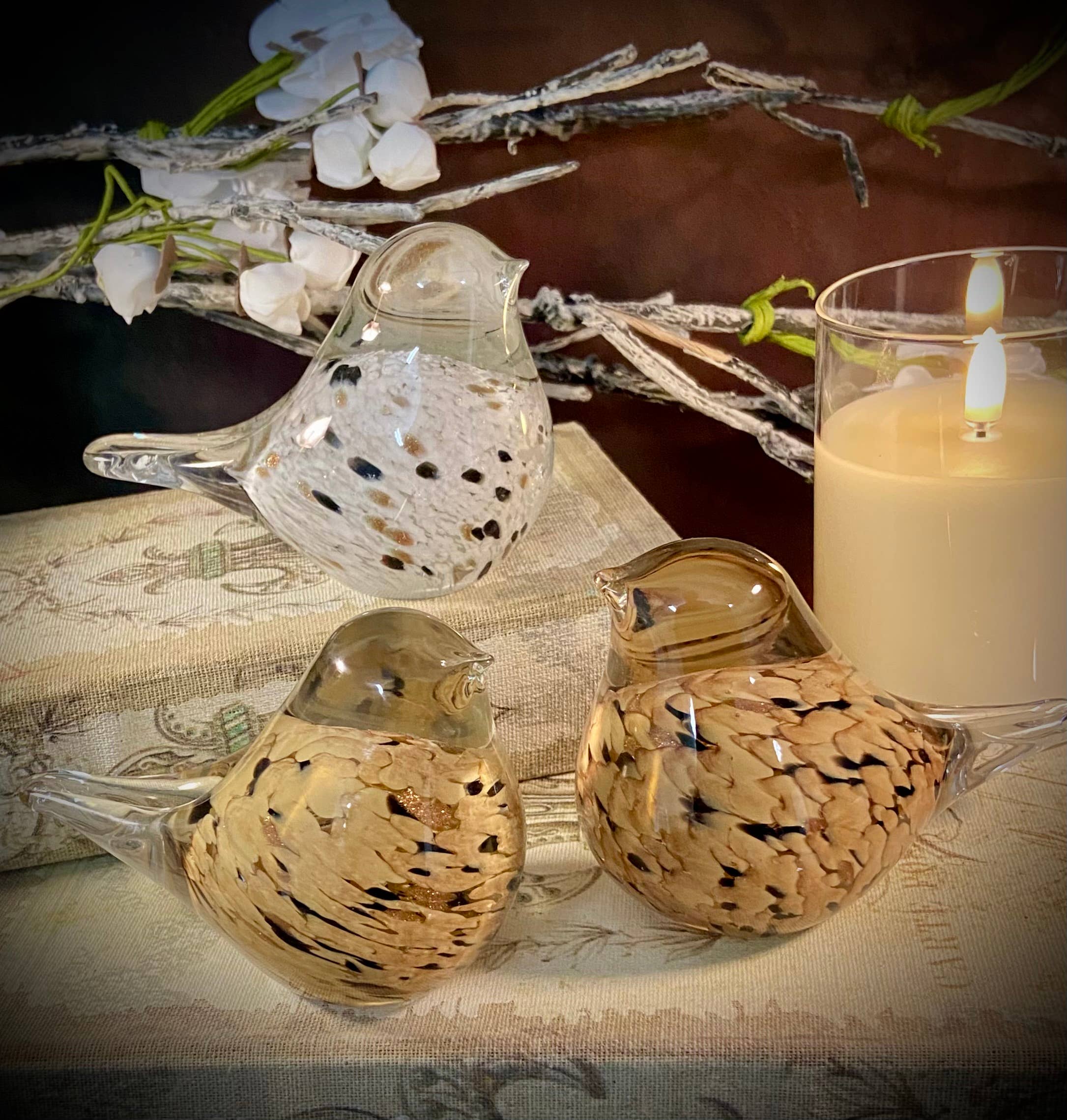 The Light Garden Collection - Wholesale Side Table - CHICKADEE GLASS BIRD 5"Lx3"H0