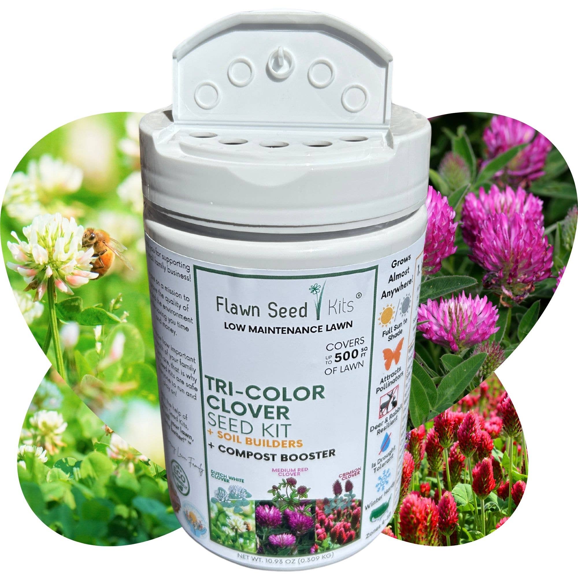 Flawn Seed Kits - Wholesale Plant Seeds - Tri-Color Clover Seed Easy Spread Shaker0