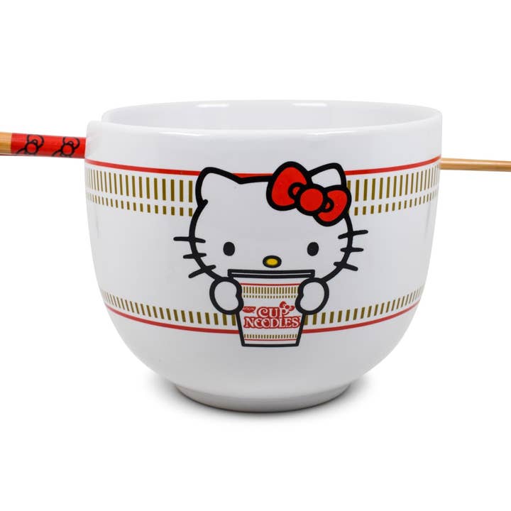 Hello Kitty Cup Noodle Japanese Dinnerware Set | 20-Ounce Ramen Bowl, Chopsticks for wholesale by Toynk