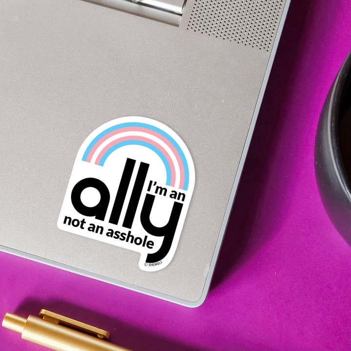 SHEWOLF Designs - Wholesale Sticker - Sticker: Ik ben een bondgenoot, geen klootzak / Steun transrechten1