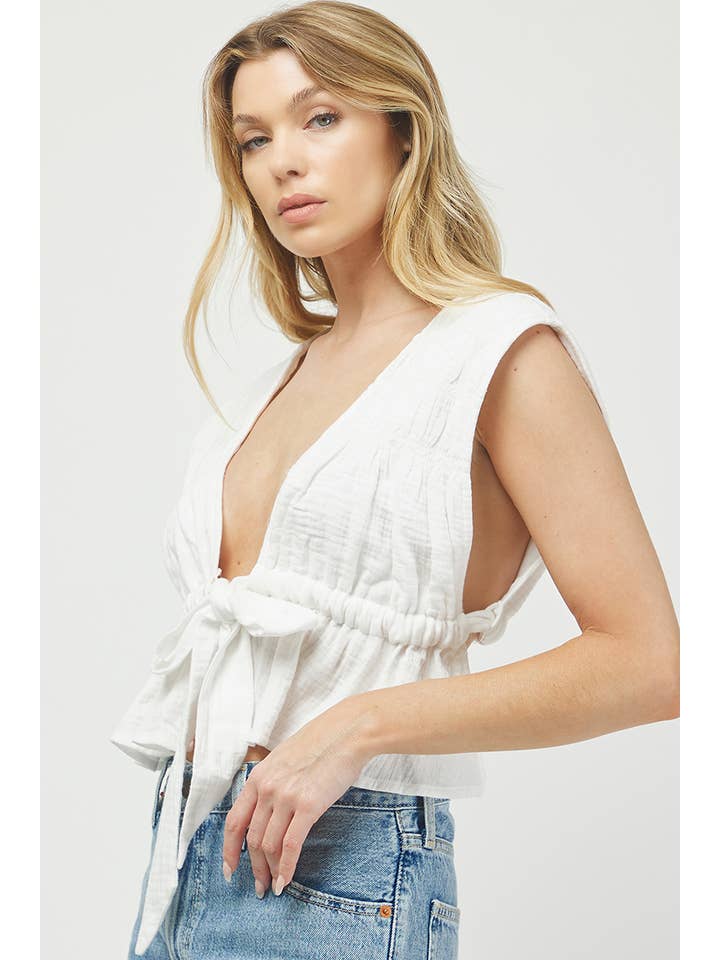 Needii - Wholesale Blouse - Women's - 331NT SLEEVELESS TOP WITH WAIST TIE