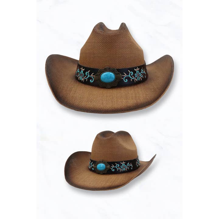 Suzie Q USA - Wholesale Cowboy Hat - Women's - Cowboy Hat with Turquoise Embroidered Concho Belt4