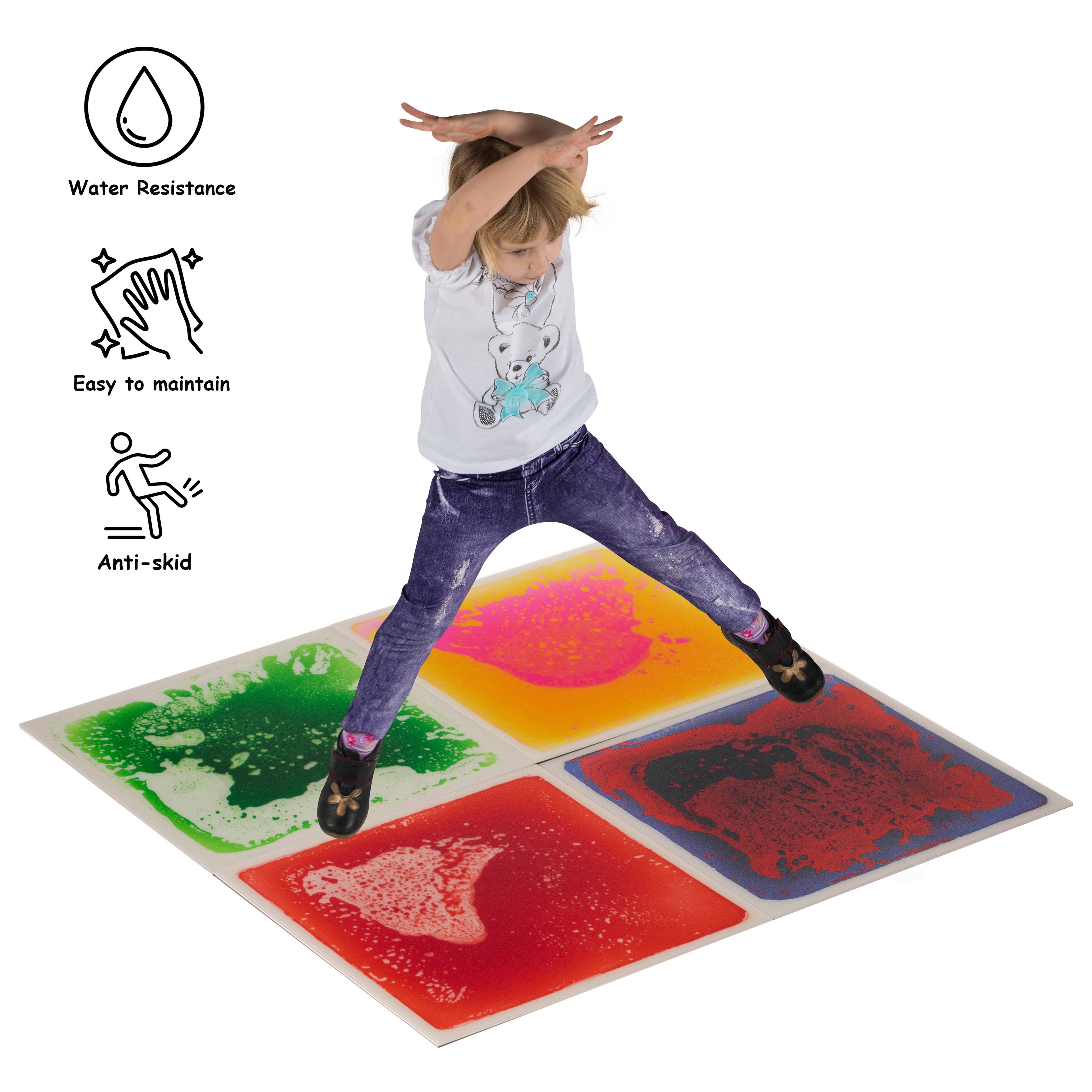 Quickway Imports - Wholesale Toy Set - Kids - Sensory Liquid Gel Floor Square Tiles, Kids Floor Mat, 4PacK11