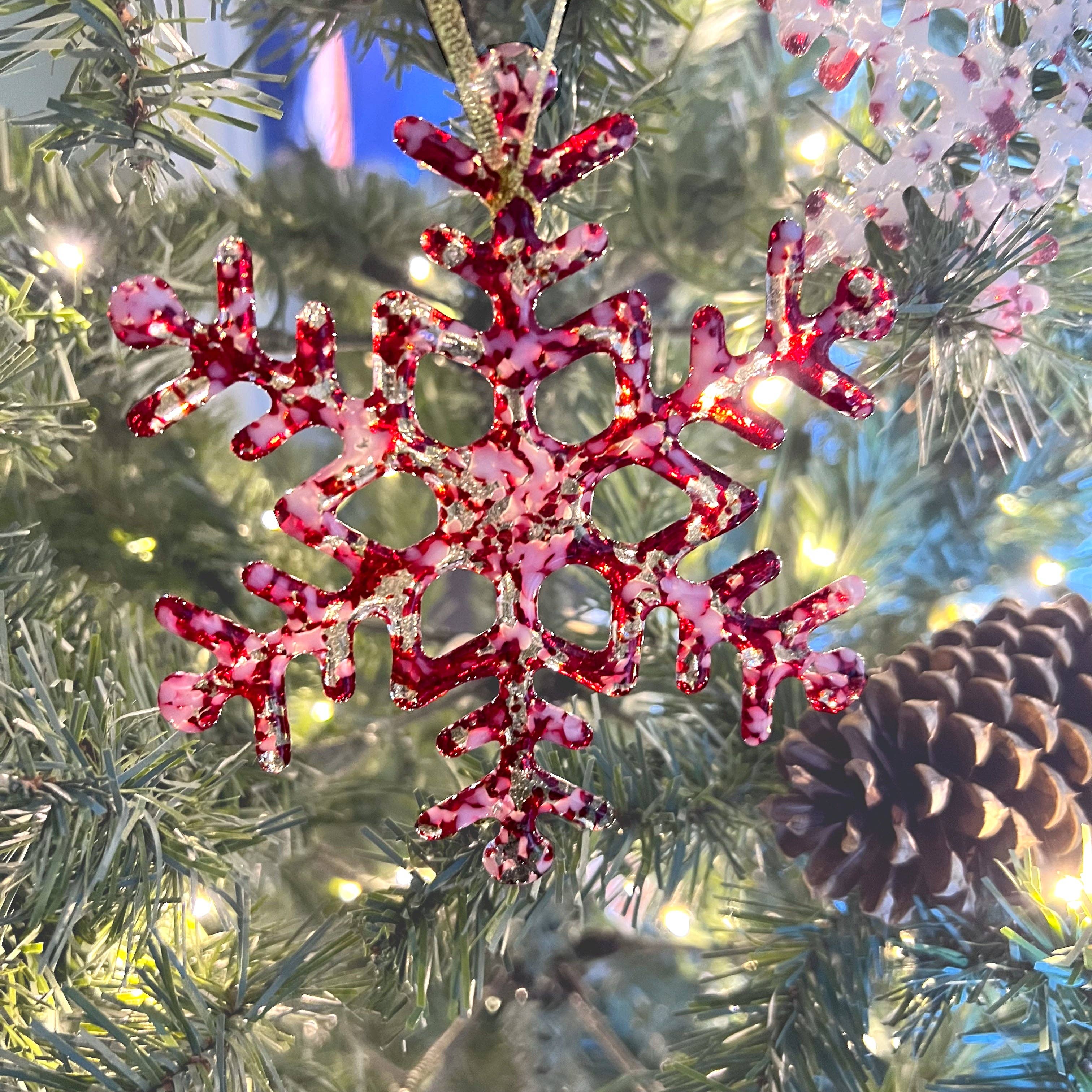 studioTica - Wholesale Ornament - Handmade Glass Snowflake - Fireball4