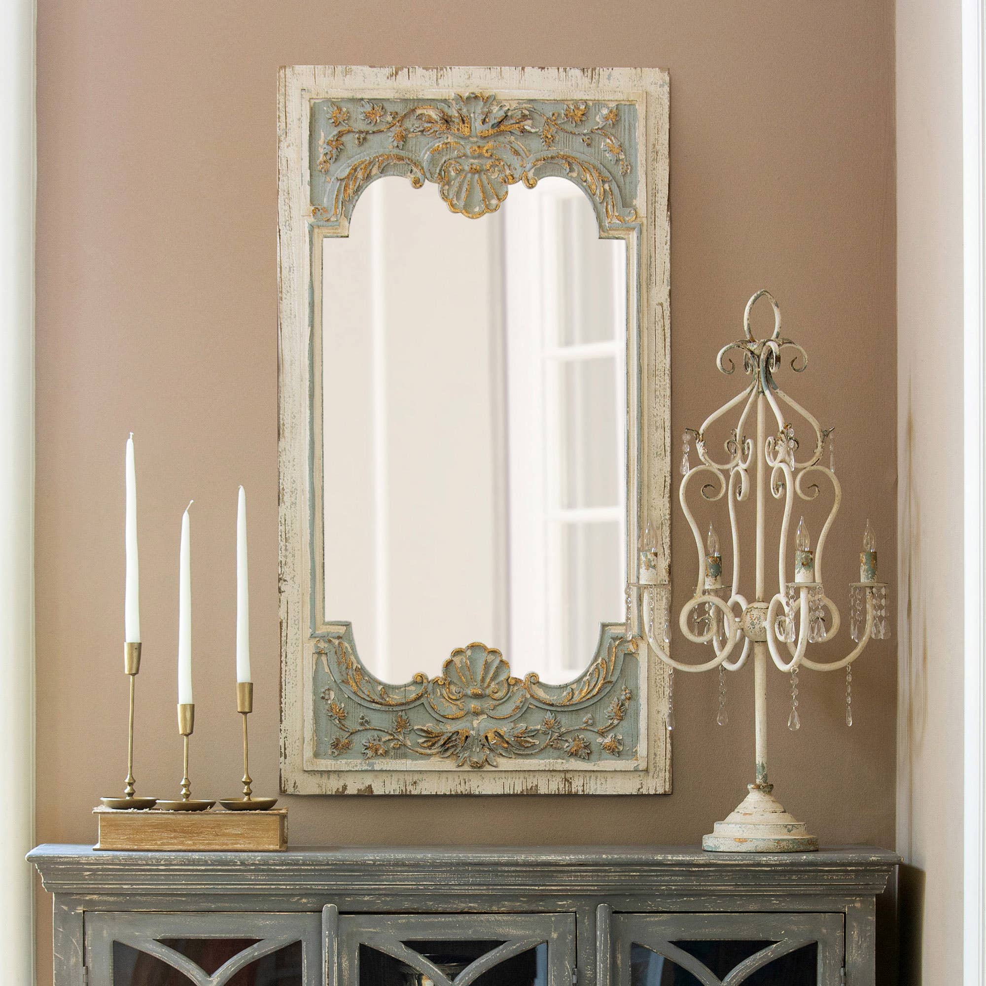 Park Hill Collection - Wholesale Wall Mirror - Coquille Carved Wood Mirror3