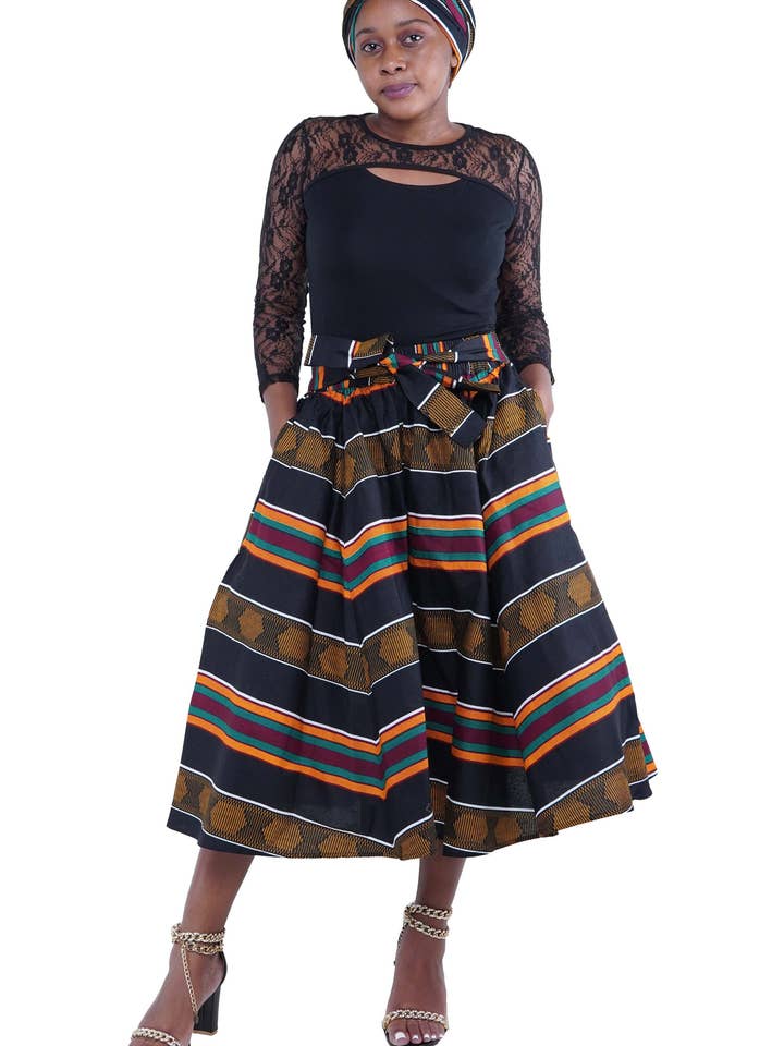 Satsuma Wholesale – Großhandel Rock – Damen – Afrikanischer Damen Sommer Kente Midi-/Wadenlanger Rock