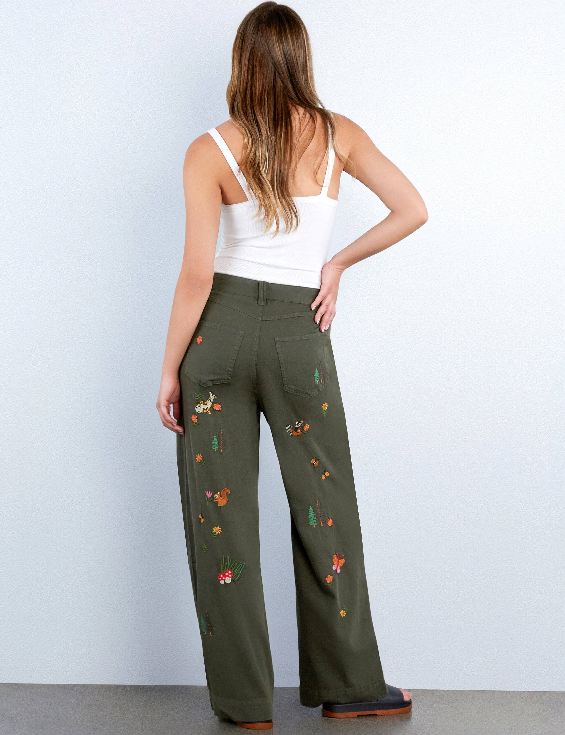 Army Magical Forest Embroidered Pants for wholesale on Faire2