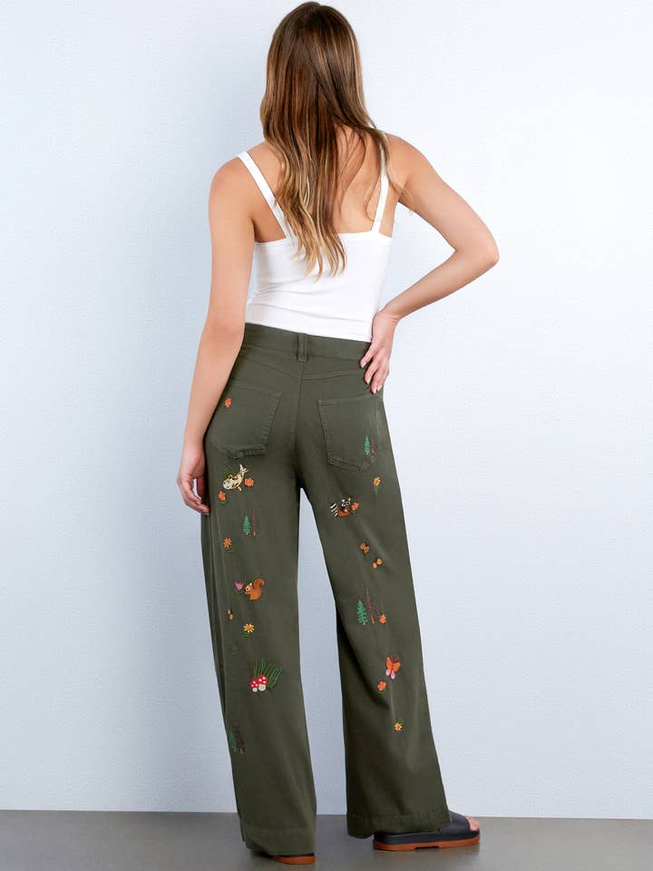 Army Magical Forest Embroidered Pants for wholesale on Faire2