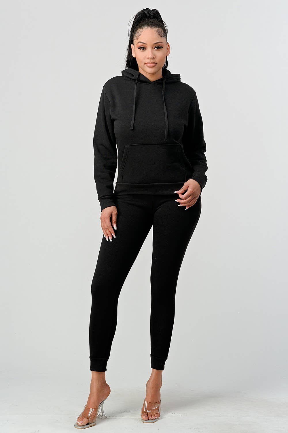 Boswell - Wholesale Lounge Set - Women's - Solid Hoodie Jogger Set With Front Pocket0