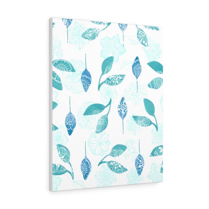 Blåt blad mønster lærred for engroshandel hos True Modern