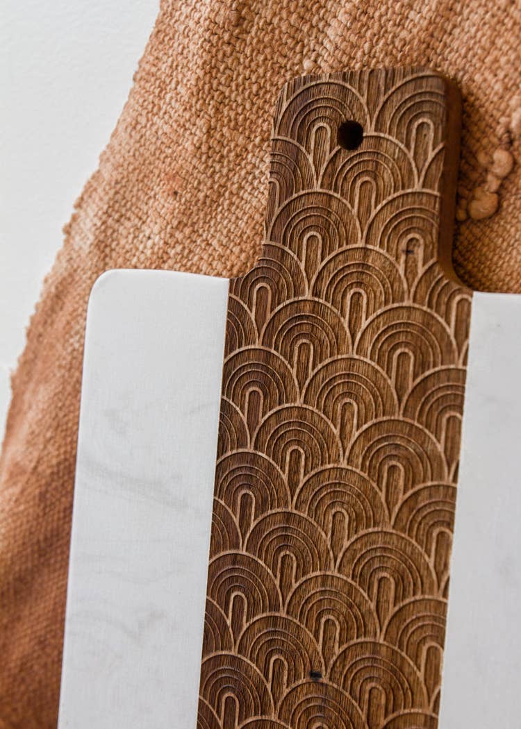 Lucca - Vendita all'ingrosso Taglieri - Vassoio da portata in marmo e legno di acacia1