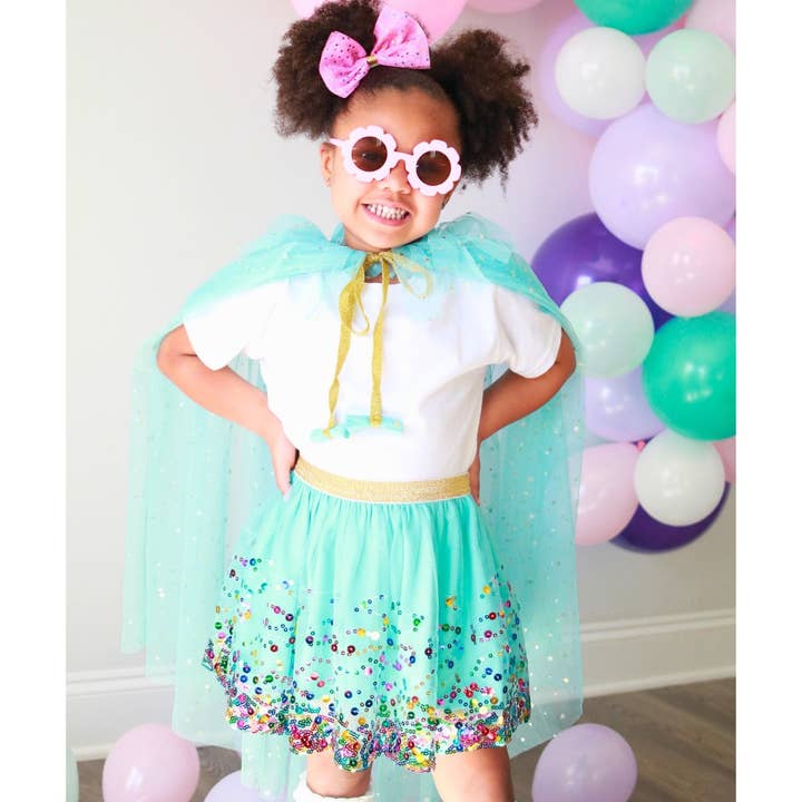 Sweet Wink – wholesale Cape – Child – Aqua Star Cape - Kids Dress Up Cape