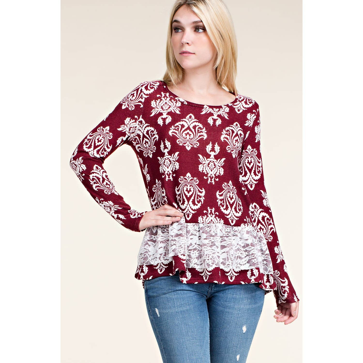 VOCAL - Wholesale Blouse - Dames - Klassieke gotische gesublimeerde print lange mouw top0