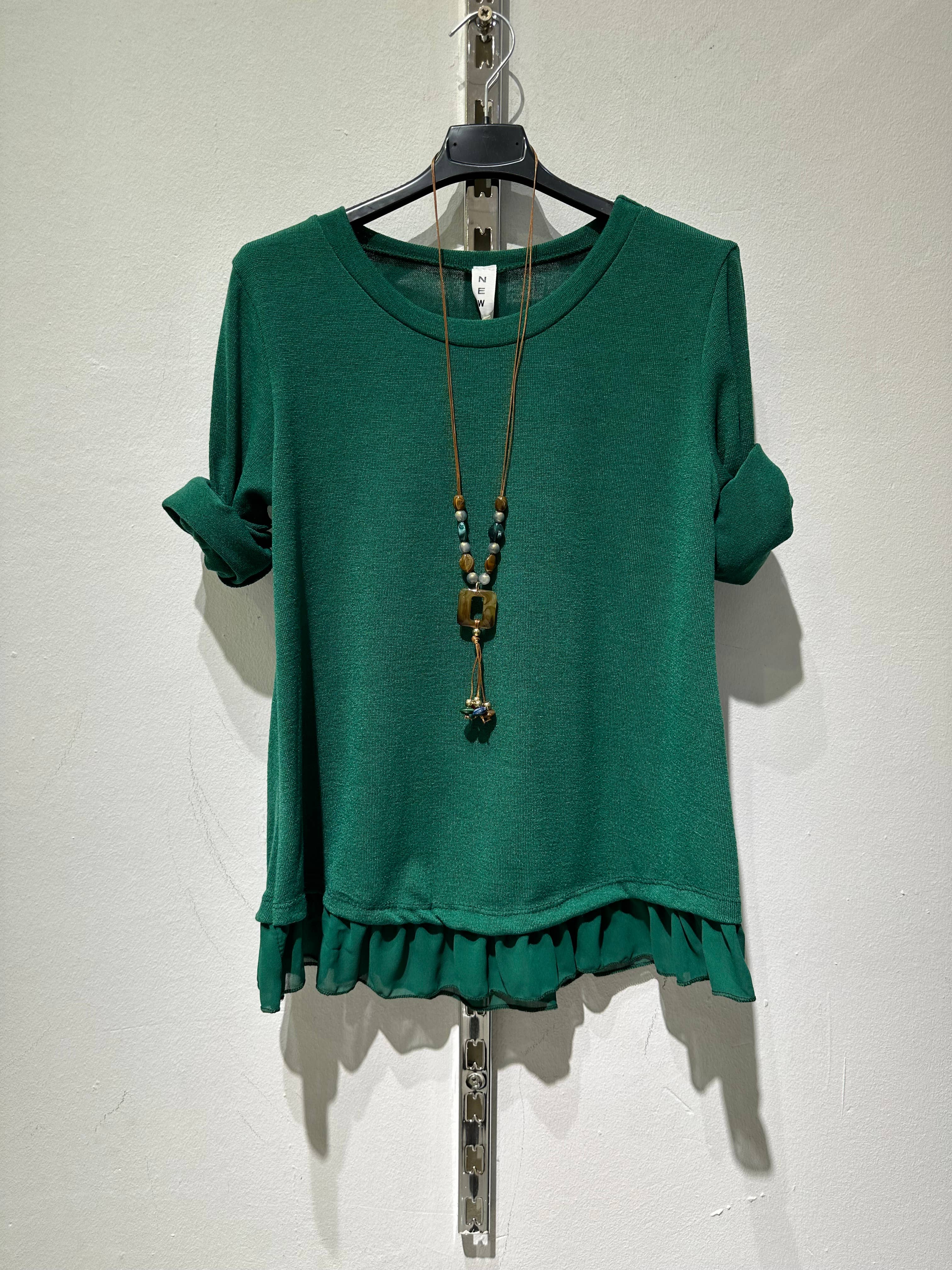Only Yuan - Vente T-shirt – femme - T-shirt REF 1439 en 95 % viscose et 5 % élasthanne avec volants et collier8