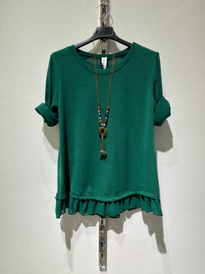 Only Yuan - Vente T-shirt – femme - T-shirt REF 1439 en 95 % viscose et 5 % élasthanne avec volants et collier8