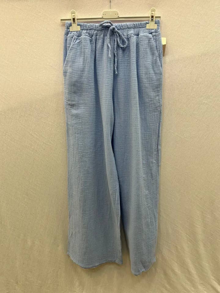 Mimi & Gogo - Wholesale Pants - Women's - Cotton gauze pants with pockets @5375_PGazePoches5